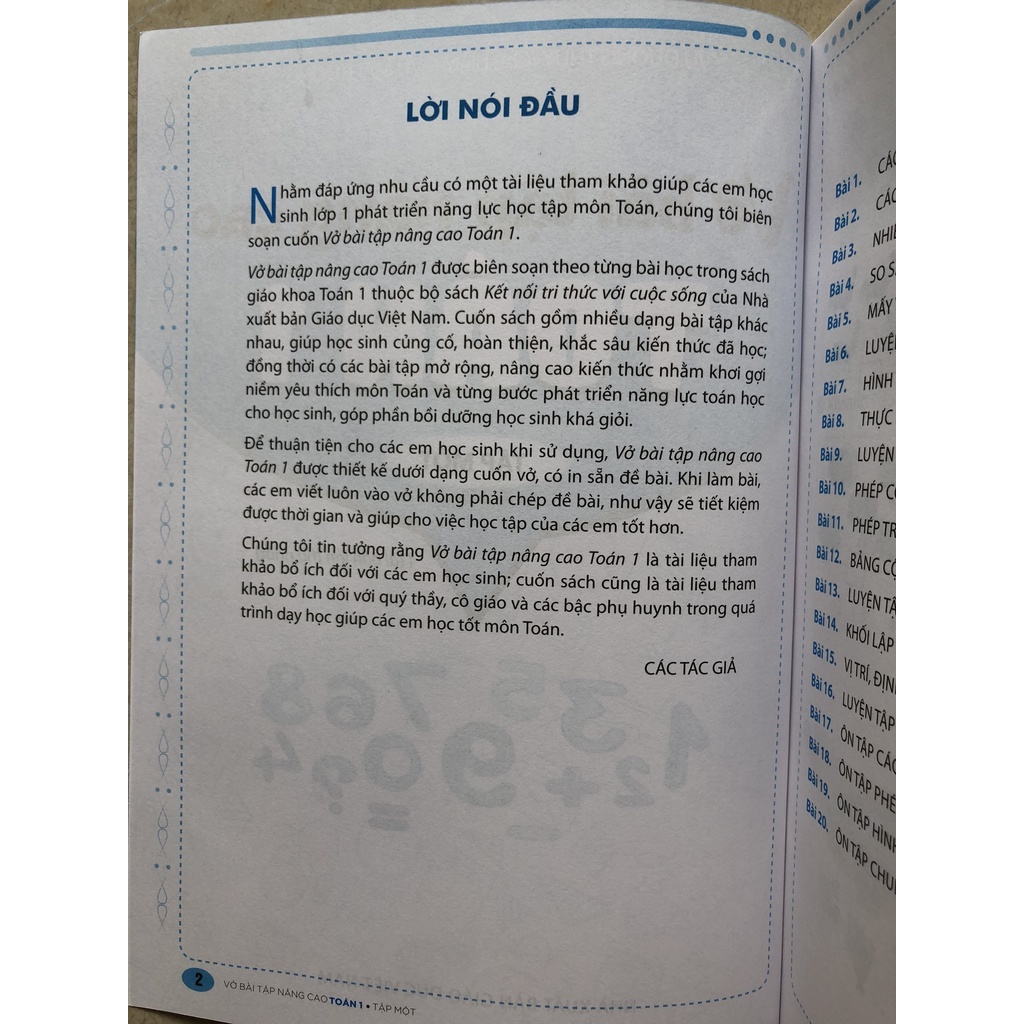 Sách - Vở bài tập nâng cao Toán 1