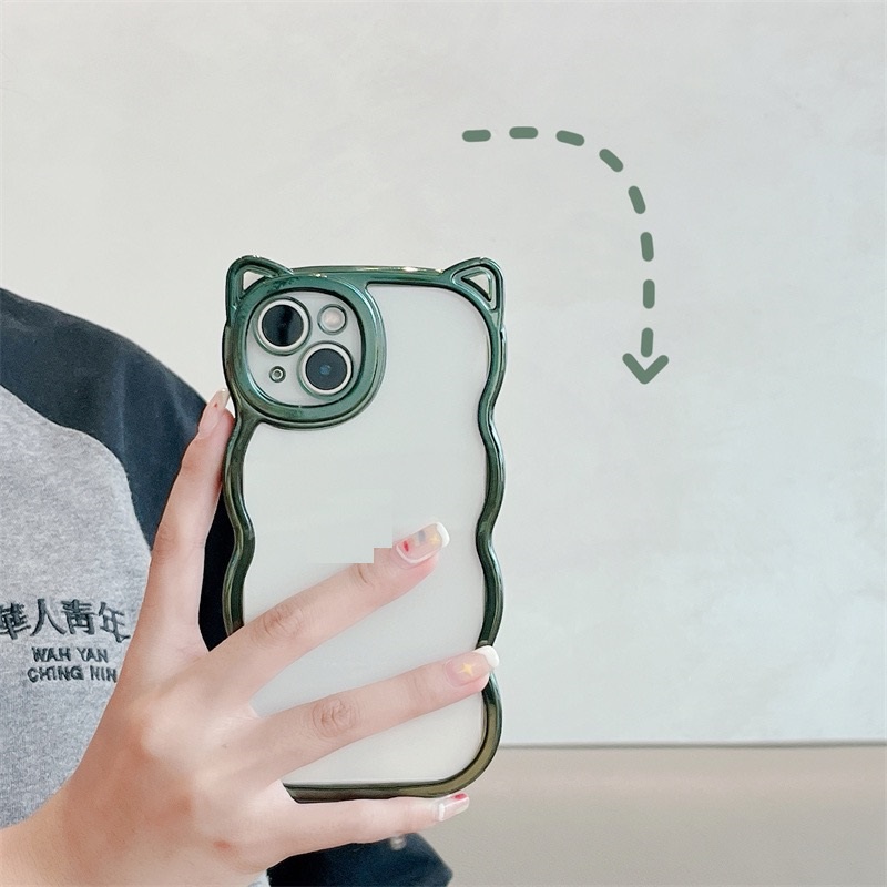Ốp Điện Thoại Dẻo Trong Suốt Họa Tiết Hoạt Hình Tai Mèo Dễ Thương Cho iphone 13 pro max 12 pro max love 11 pro max xs
