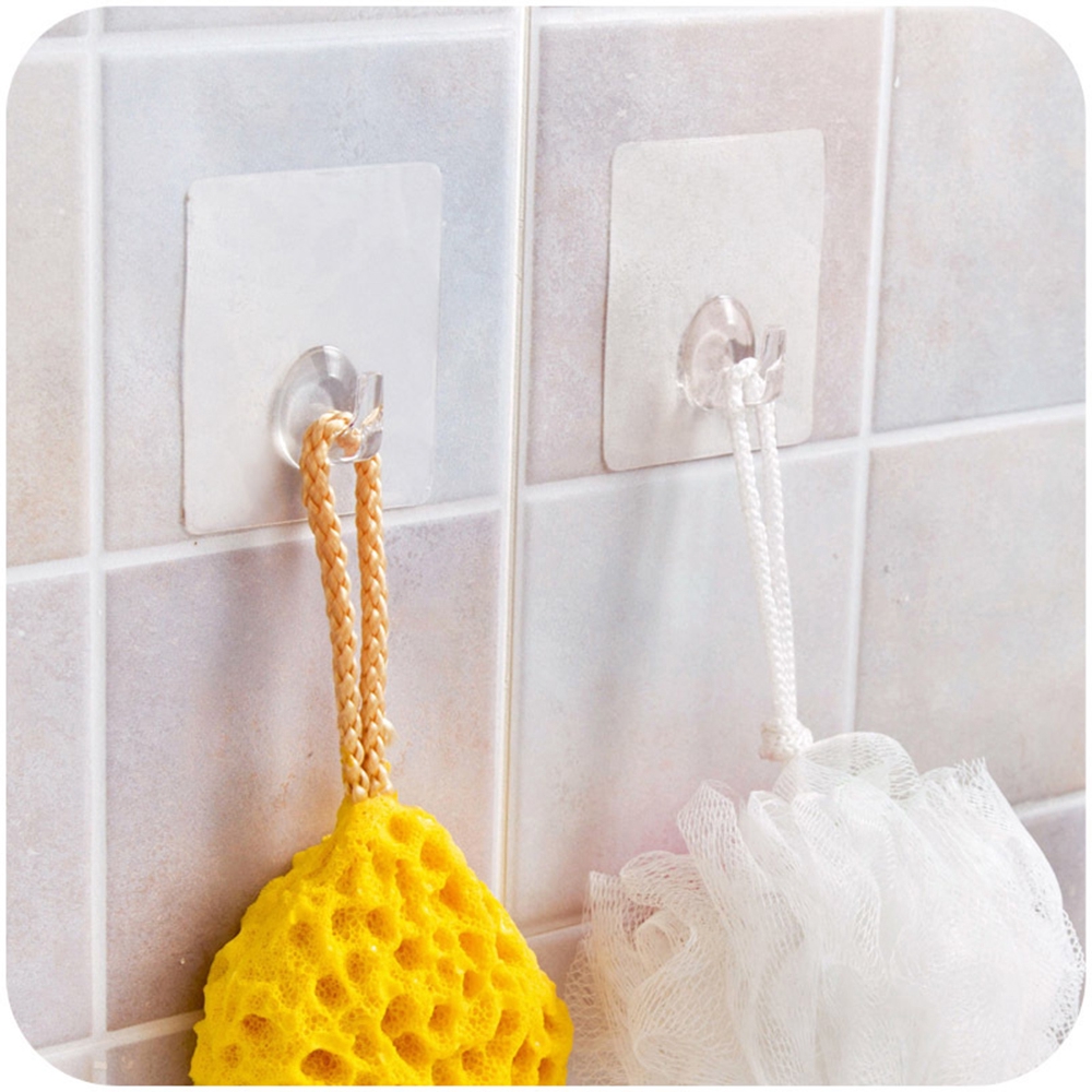 KRNY 10Pcs Household Bathroom  Kitchen Holder Transparent Home &amp; Living Seamless Adhesive Hook