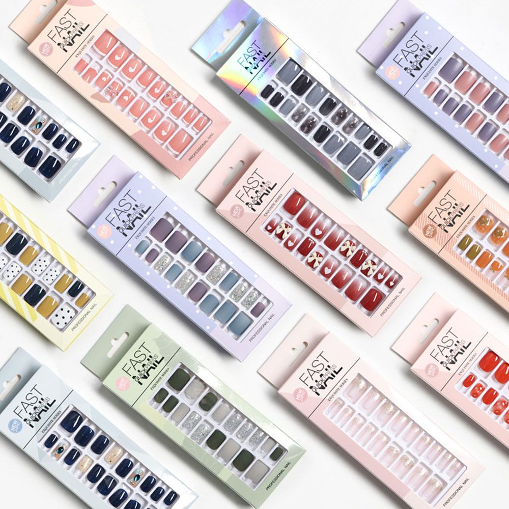 Set 24 Móng Tay Giả Ngắn Có Thể Tháo Rời Che Phủ Toàn Diện