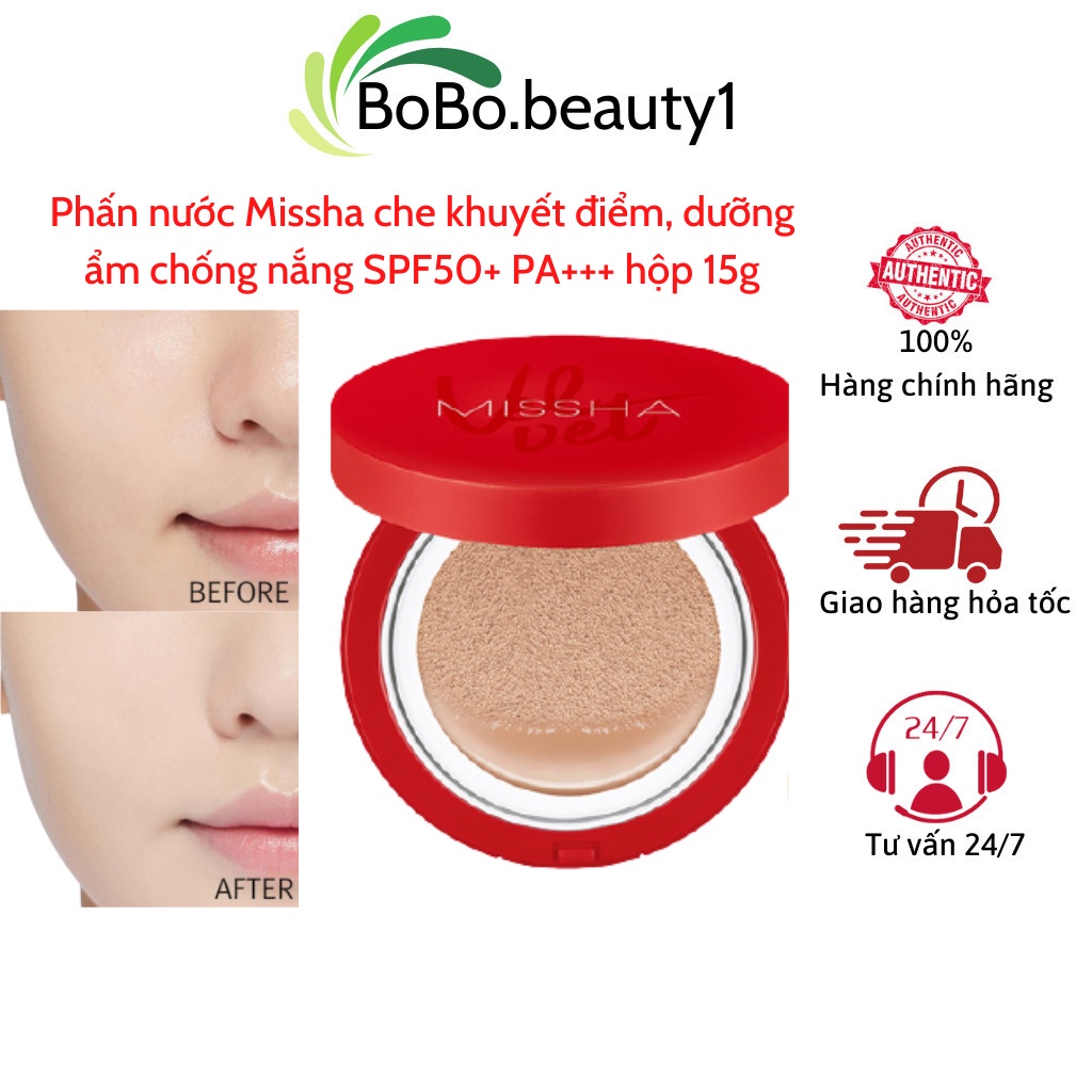 Phấn nước Missha Cushion che phủ hoàn hảo dưỡng ẩm lâu trôi chống nắng hiệu quả SPF50+ PA+++ màu số 21/23