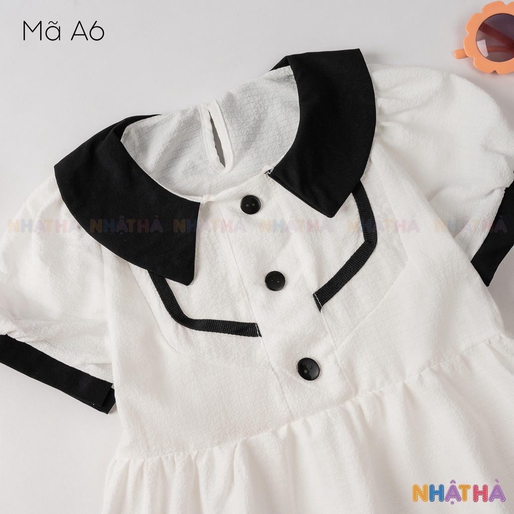 Váy bé gái A6 mùa hè mặc đi học đi chơi siêu xinh chất đũi xốp size đại từ 12 - 43kg