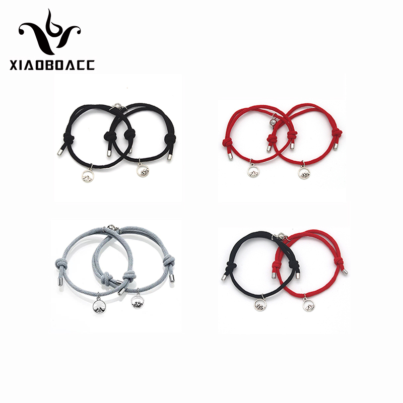 XiaoboACC Bộ 2 Vòng Tay Bện Mặt Dây Hình Biểu Tượng Tình Yêu Vĩnh Cửu Thời Trang Cho Cặp Đôi