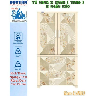 { Tổng kho giá rẻ } Tủ Nhựa Duy Tân Wing 2c-2n- Màu KEM CARO
