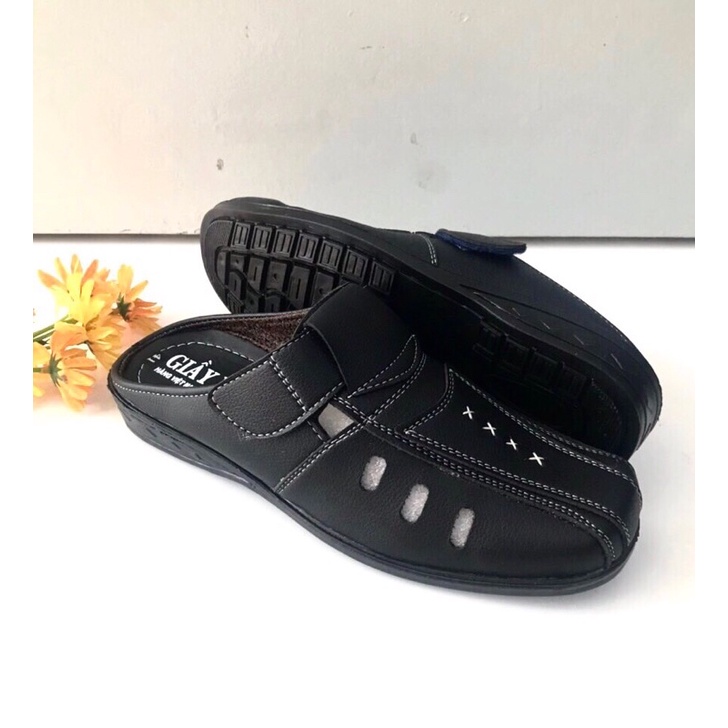 Giày sapo nam mẫu mới_da mềm_kiểu dáng đẹp_màu đen_có lổ thoáng mát