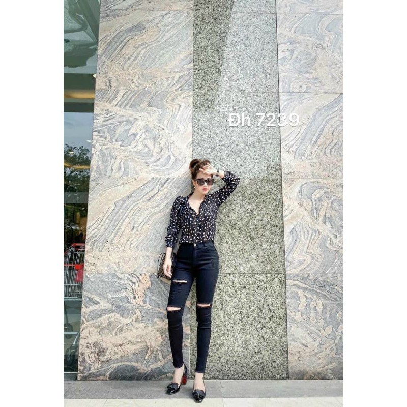 Quần jean rách gối ôm body hàng QCL1