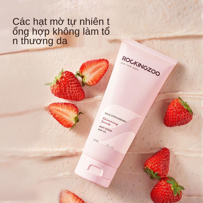 Sữa tắm tẩy tế bào chết toàn thân Rock Zoo chính hãng Wild Strawberry Body Peeling da gà Zhao Lu Sinen