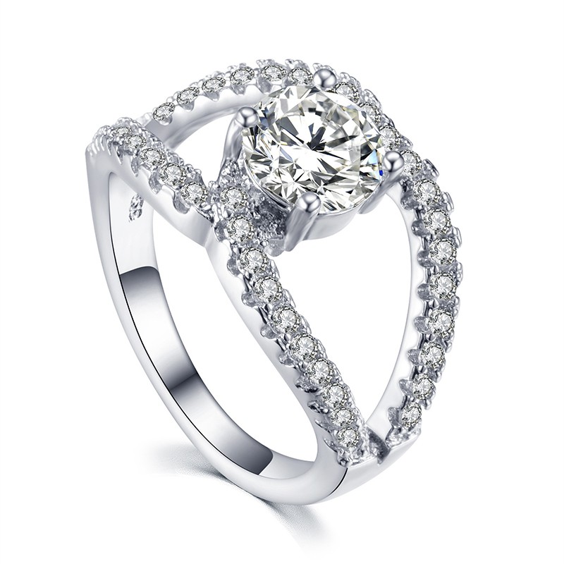 Aifei Jewellery Women Ring Mosaic Diamond 925 Sterling Silver R536