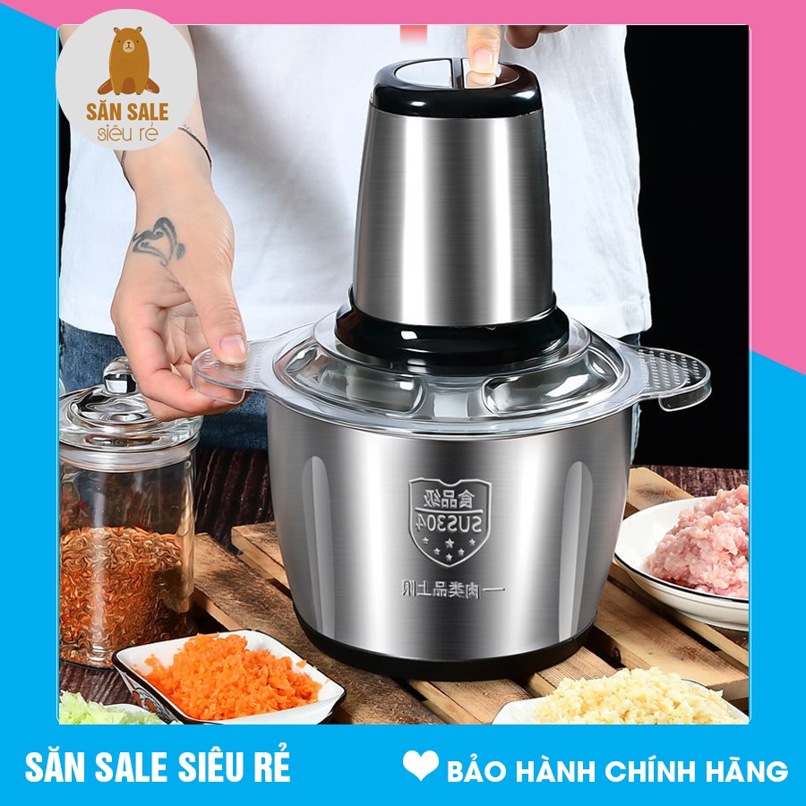 [HÀNG LOẠI 1] Máy xay thịt, xay rau - củ - quả đa năng cối inox 304 4 Lưỡi Đa Năng, Công suất 250W - BẢO HÀNH 3 THÁNG