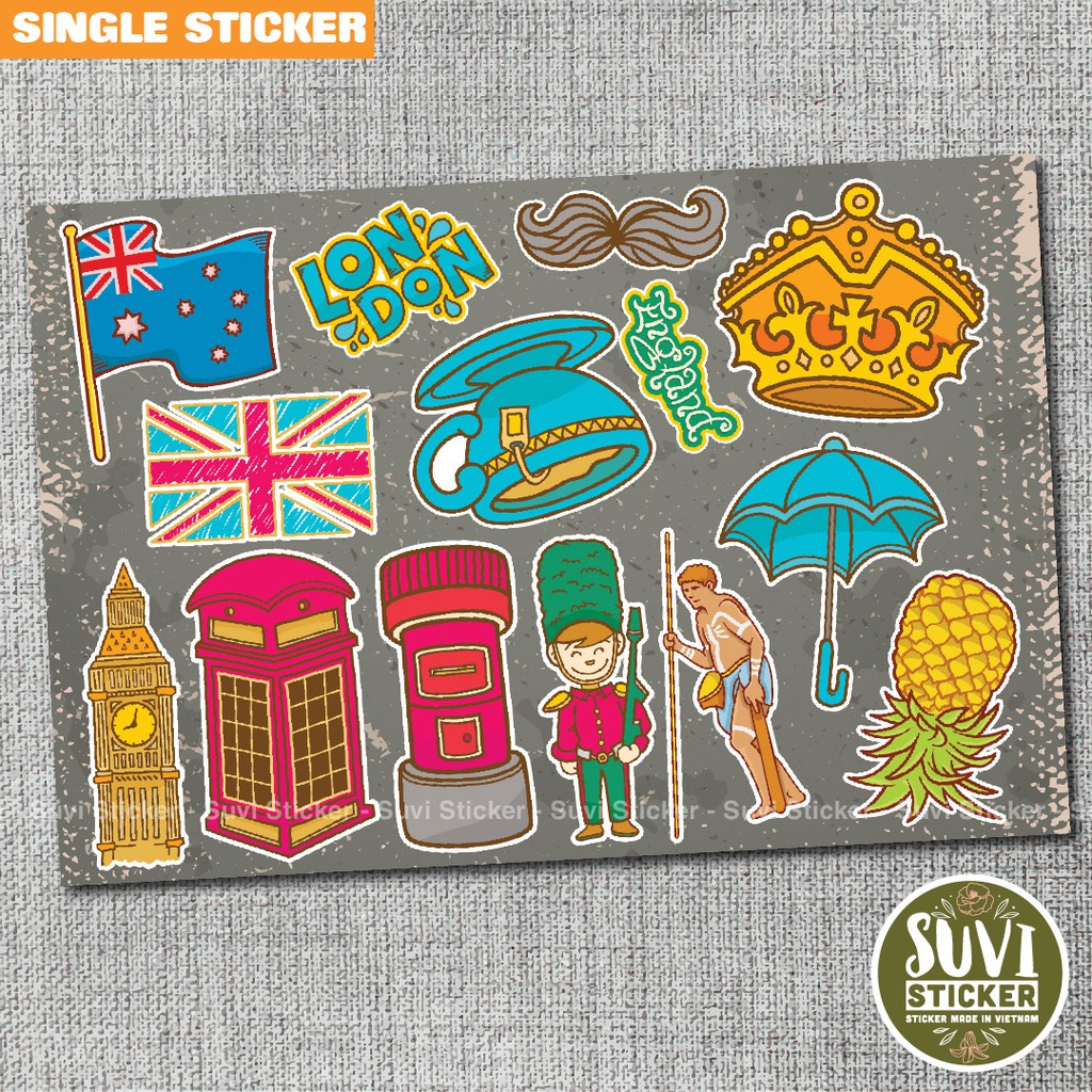 Single Sticker - Hình dán Travel chống nước sticker dán laptop, điện thoại, đàn guitar, mũ bảo hiểm, vali. SG07
