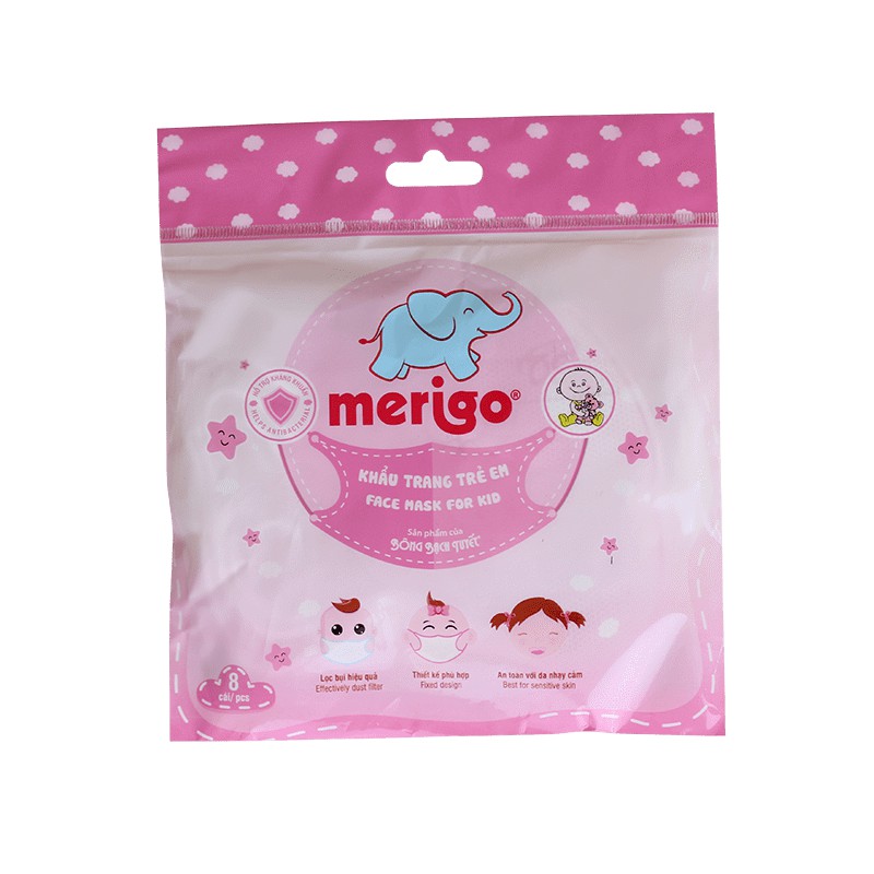 Khẩu trang y tế trẻ em Merigo - Bông Bạch Tuyết (8 cái/gói)