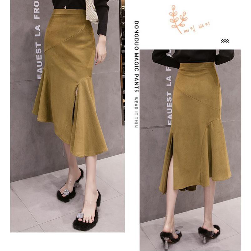 Chân váy xẻ đuôi cá không đều- Order QC inbox shop