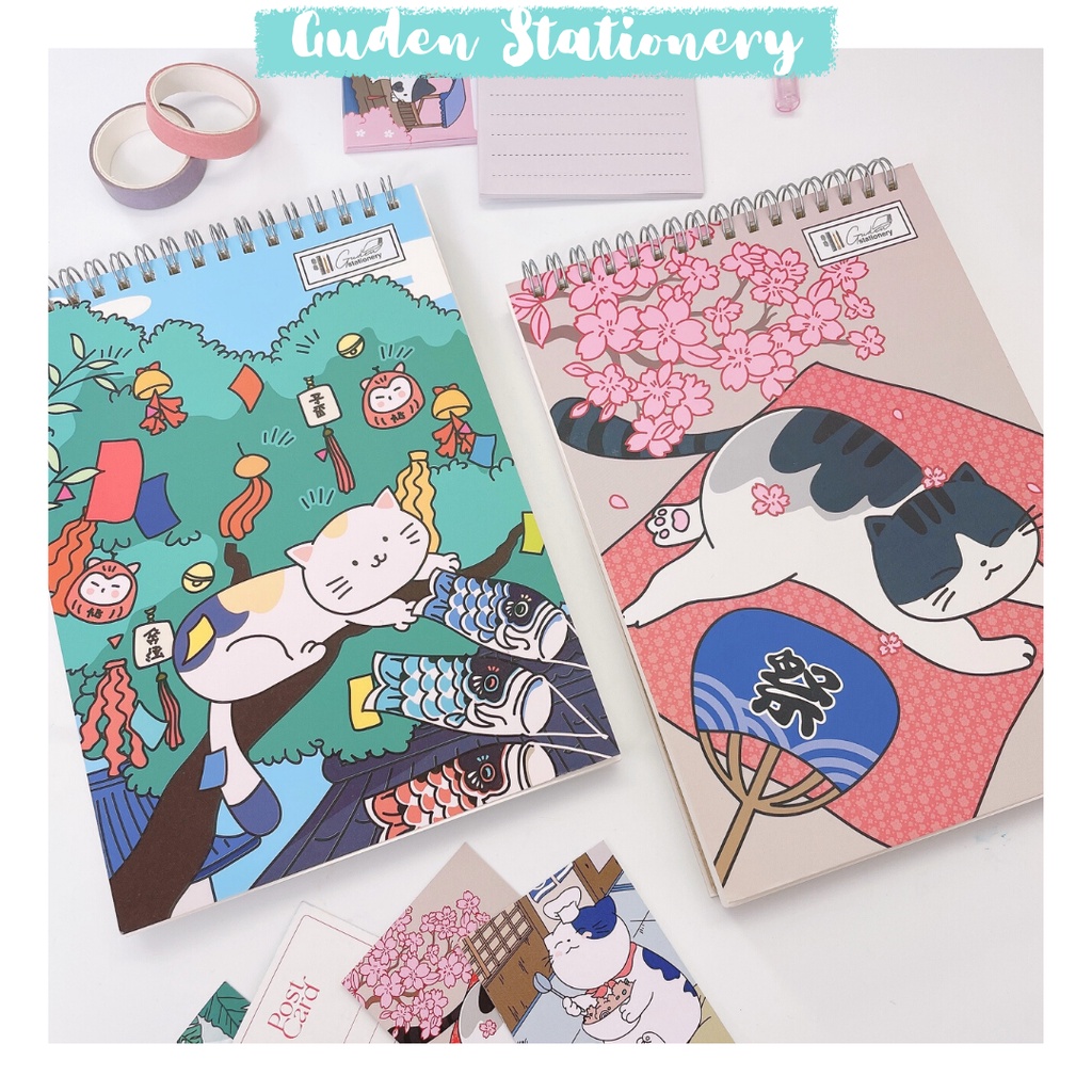 Sổ tay vẽ chì, sổ tay vẽ ký họa, Sketchbook A5 mèo Nhật Bản Guden_Guden Stationery