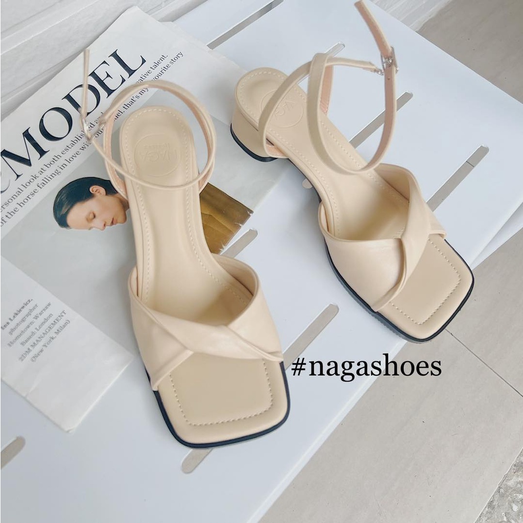CAO GÓT NAGASHOES QUAI XOẮN MŨI VUÔNG 4P NAC218