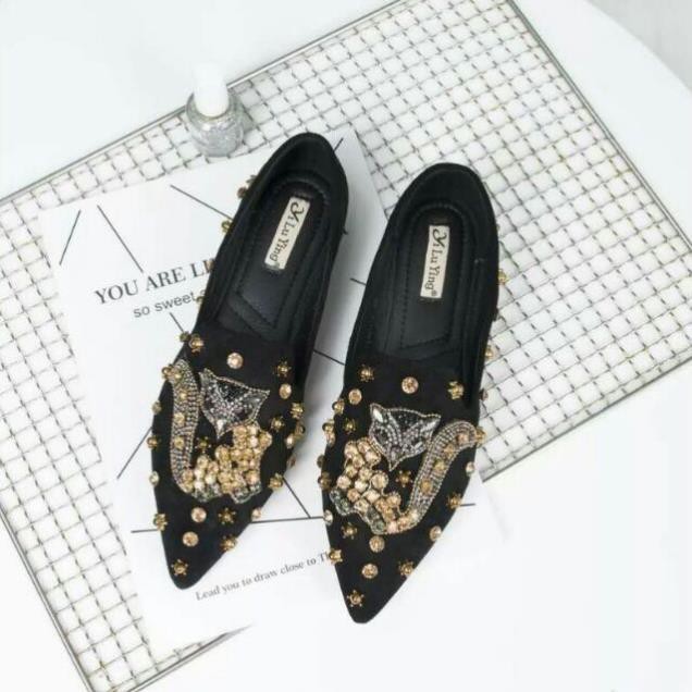 [HÀNG LOẠI 1] Giày Bệt Đính Đá Hình Cáo Xinh Xinh [ẢNH THẬT]