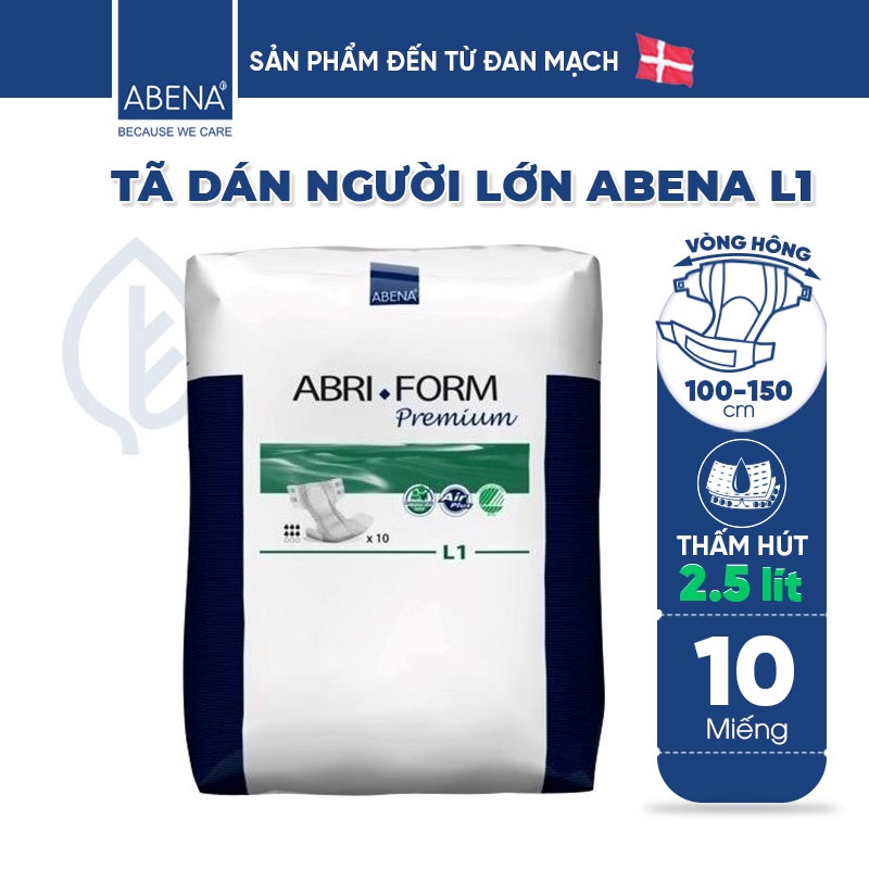 [Mua 1 tặng 1] Tã dán người lớn Abena Form Premium L1 - Nhập khẩu từ Đan Mạch (Gói 10 miếng)