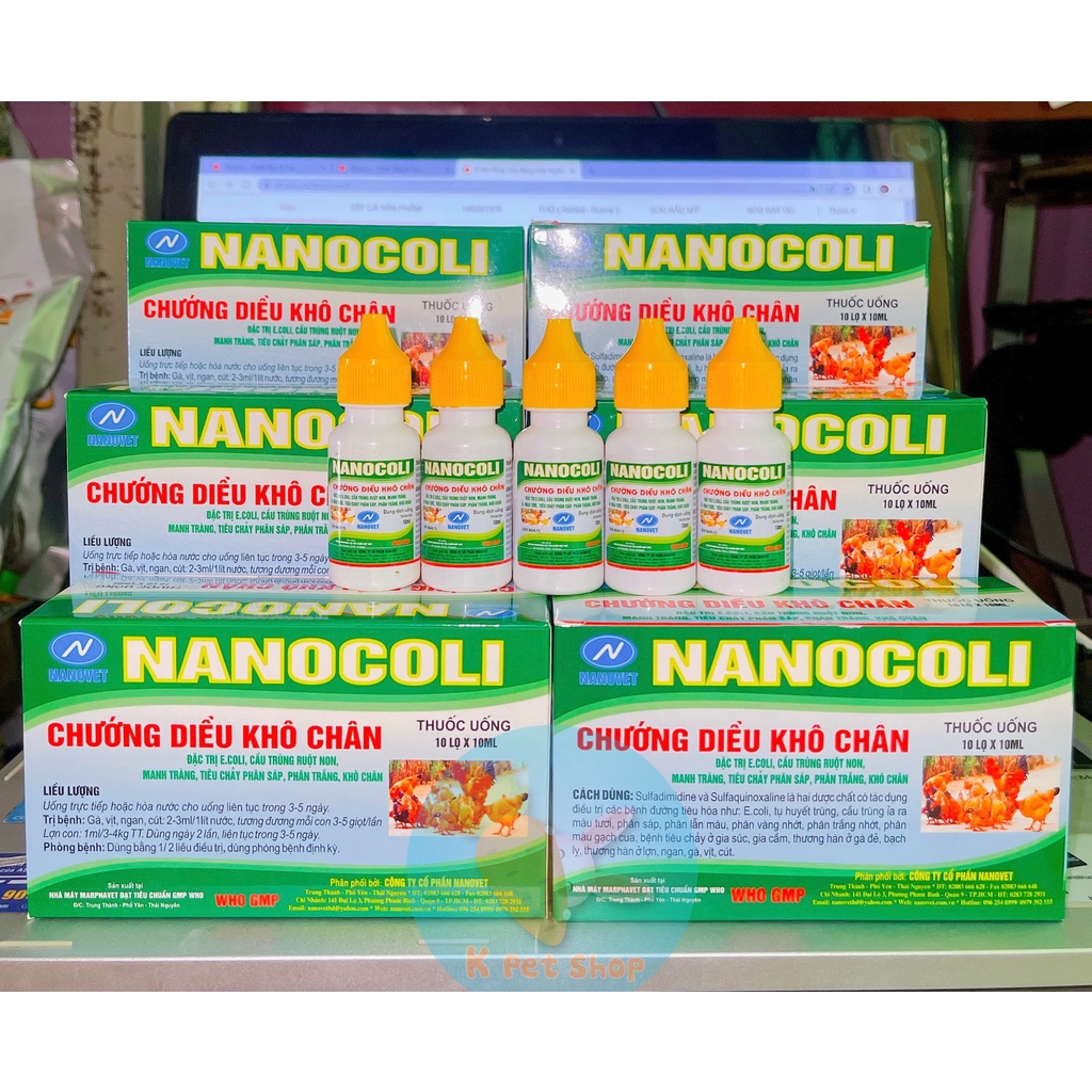 NANOCOLI Ecoli  FREE SHIP  Tiêu Hóa Thỏ Bọ Phân Vàng Nhớt Ecoli....