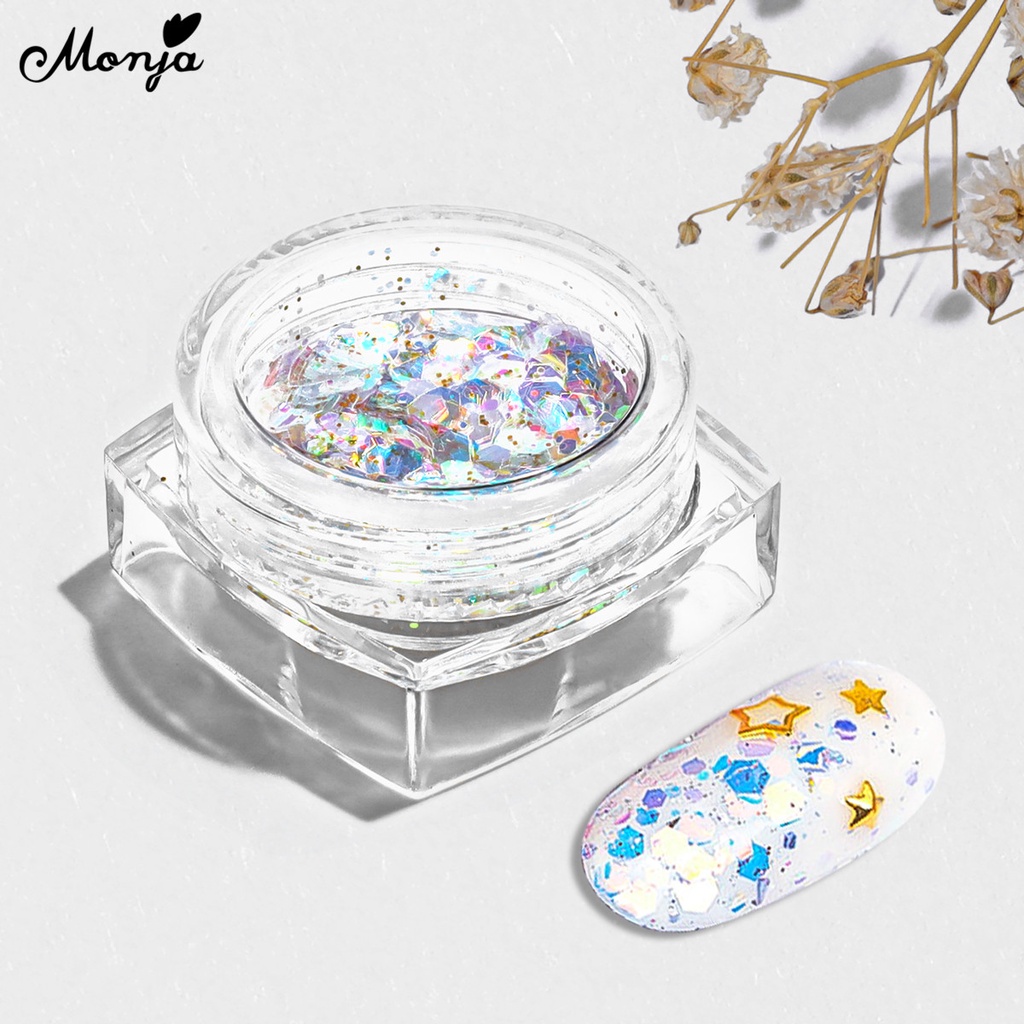 MONJA Bột Kim Tuyến Lục Giác Trang Trí Móng Tay