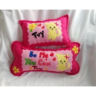 Cặp gối nằm và ôm handmade mèo vàng