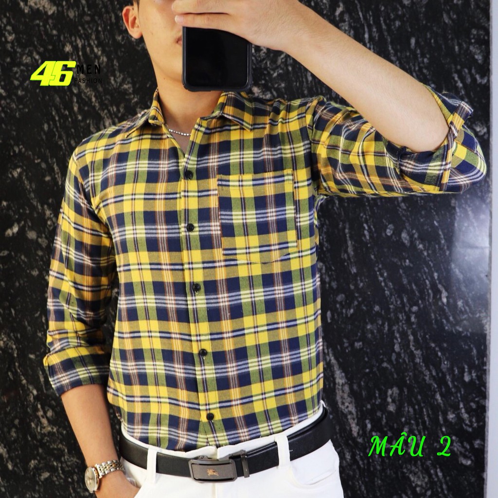 Áo sơ mi nam dài tay caro vải nỉ cotton MFM493