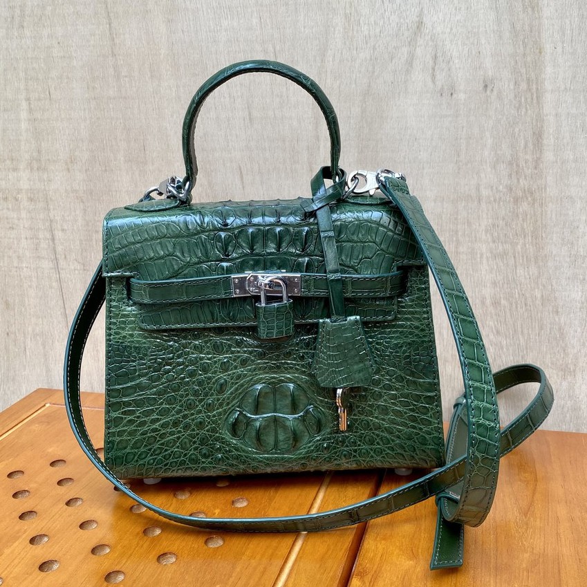 TÚI XÁCH NỮ HM KELLY SIZE 22CM DA CÁ SẤU THẬT 100% | RYRYSTORE