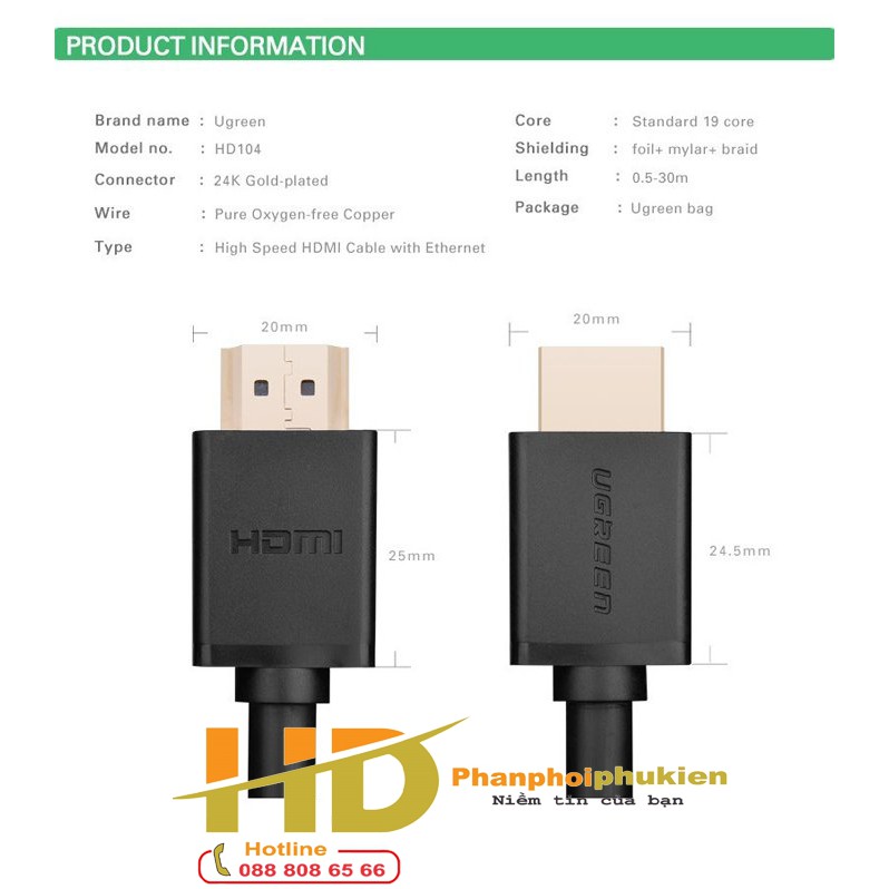 Cáp HDMI Dài 3M Ugreen 10108 Chính Hãng