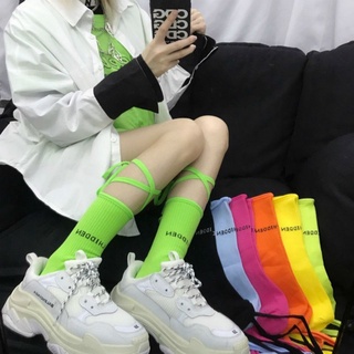Phụ nữ lolita ren lên tất huỳnh quang Phong cách đại học Hàn Quốc Vớ bắp chân Nhật Bản