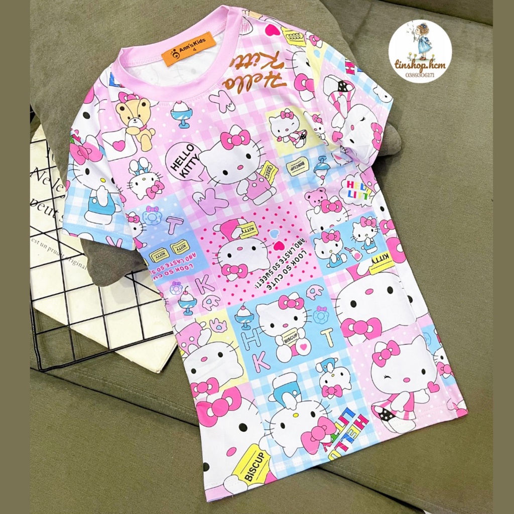 HCM-10-40Kg set đầm suông thun lạnh Ann's Kids hình - váy, đầm bé gái size đại