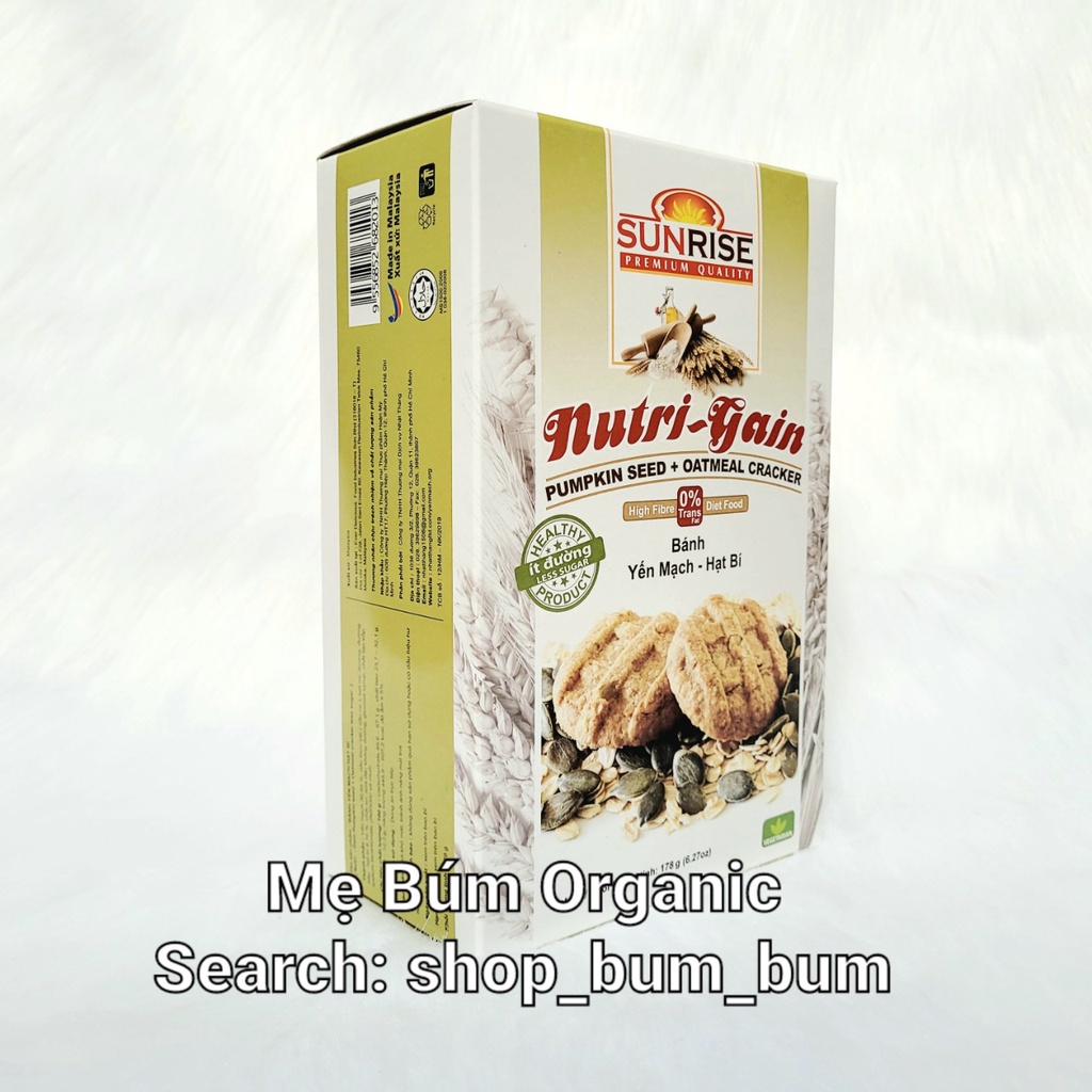 [ HCM Giao Hỏa Tốc] Bánh Yến Mạch - Hạt Bí Nutri Gain, Dành Cho Người Ăn Kiêng, Tiểu Đường Hộp 178g ( 16 bánh)