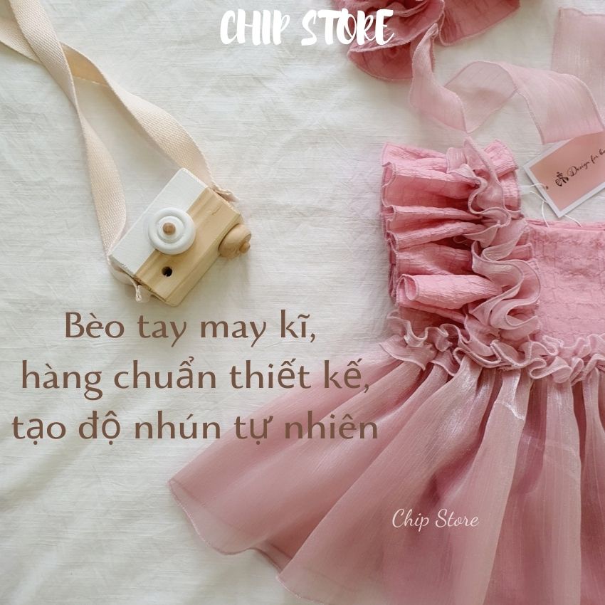 Váy bé gái sơ sinh màu hồng thiết kế cao cấp cho bé gái mặc đầy tháng thôi nôi đáng yêu CHIP STORE
