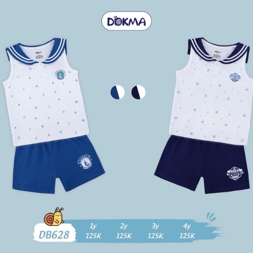 Bộ quần áo ba lỗ Dokma cộc tay mùa hè cho bé trai size 1-4Y sale DB628