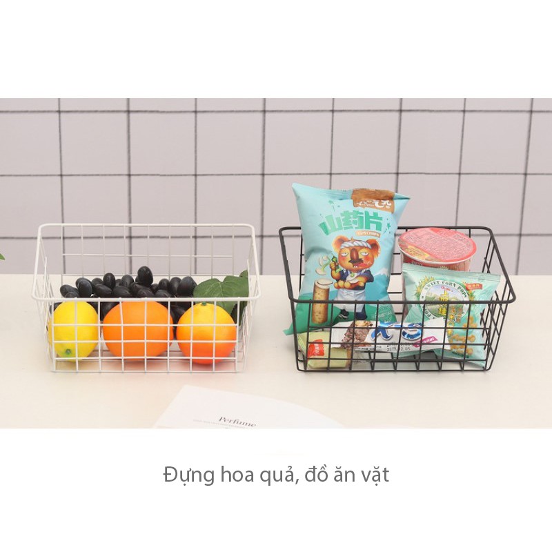 Giỏ sắt chữ nhật phong cách tối giản đựng đồ, trang trí chụp ánh