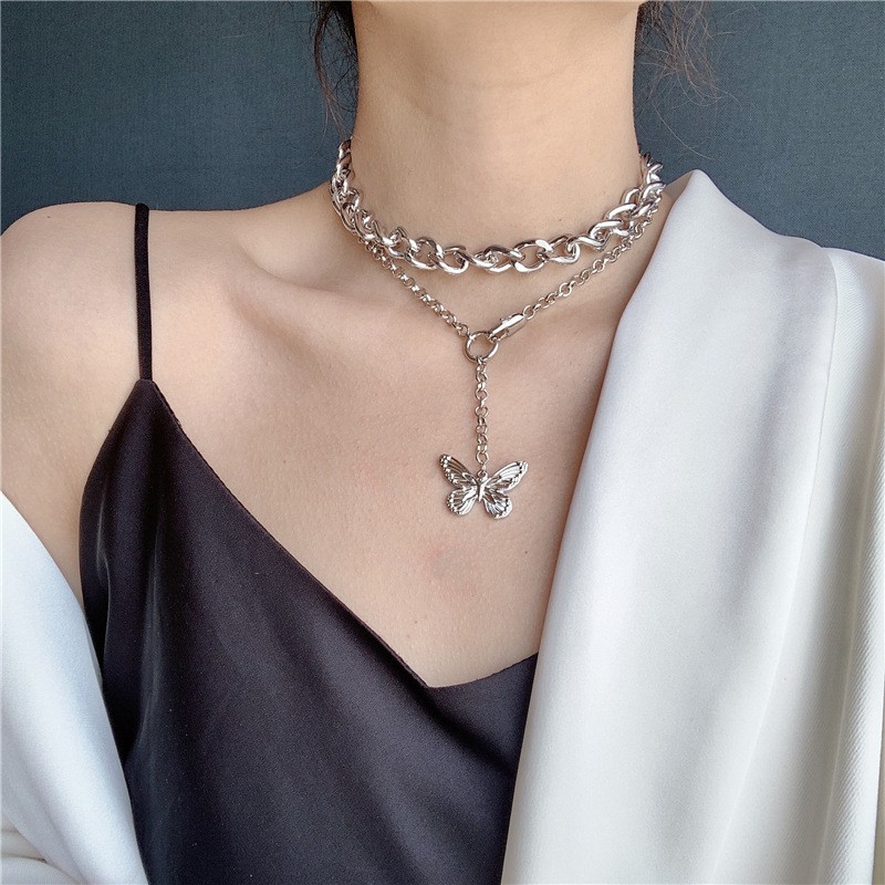 Dây chuyền chocker bướm ôm sát cổ TOBI STORE 02 lớp dây mặt bướm gợi cảm TB89