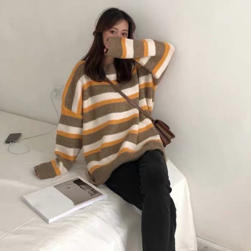 [Hàng order] Áo len kẻ nhiều màu ( kèm ảnh thật) Sẵn màu 4 | BigBuy360 - bigbuy360.vn