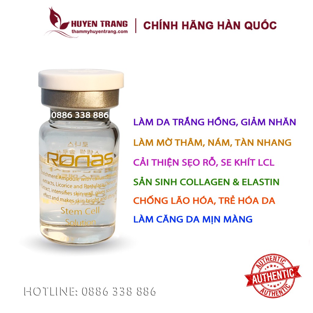 Tế Bào Gốc Hàn Quốc RONAS, serum chăm sóc da, trắng da, se khít, mờ thâm, nám, căng bóng, trẻ hóa da