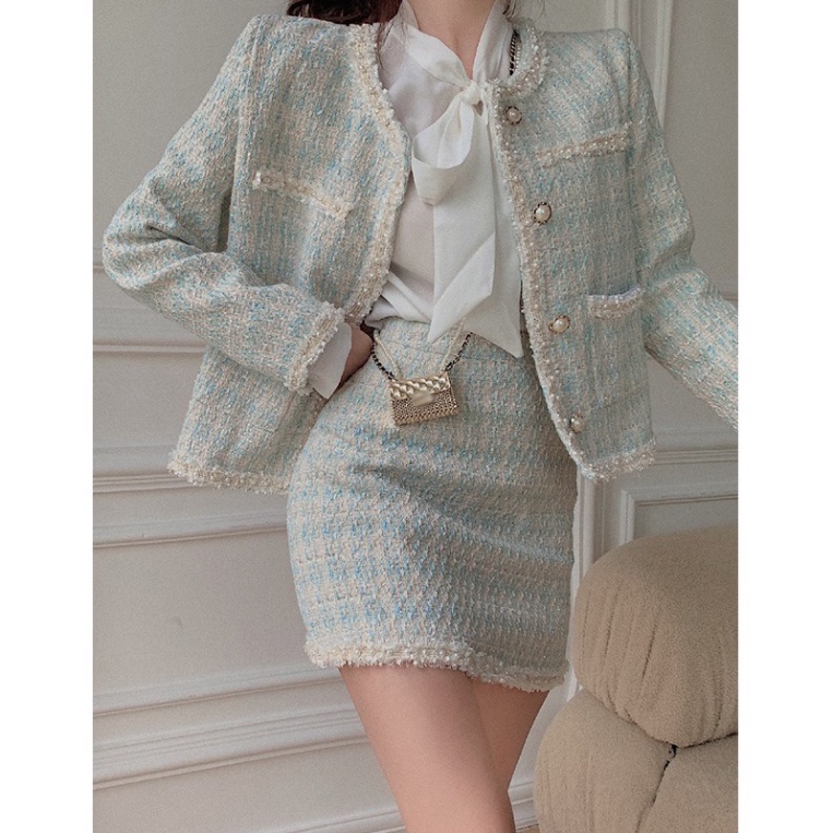 Set dạ tweed siêu xinh phong cách tiểu thư hàng Quảng Châu cao cấp _ Hàng ORDER có ẢNH THẬT | BigBuy360 - bigbuy360.vn