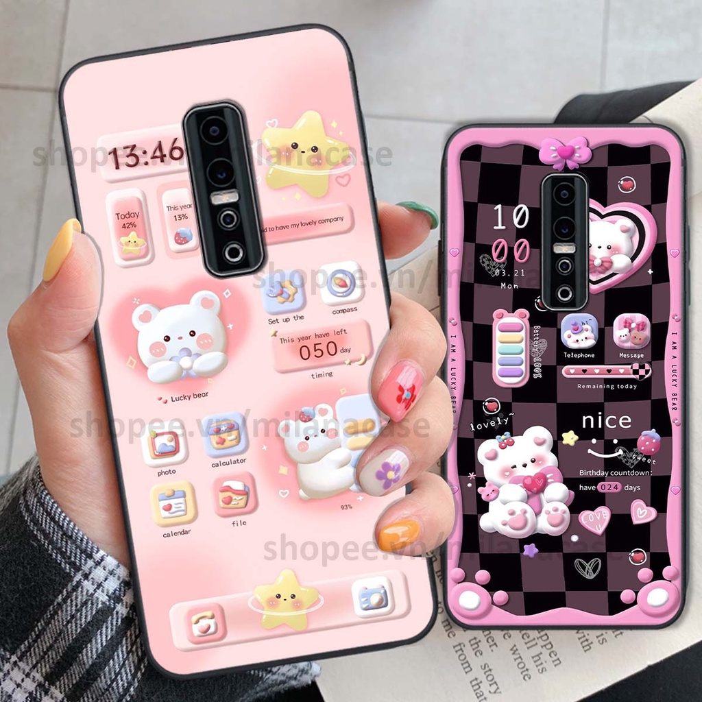 Ốp Vivo V17 Pro hình đồng hồ icon gấu mèo cute cực dễ thương ngộ nghĩnh