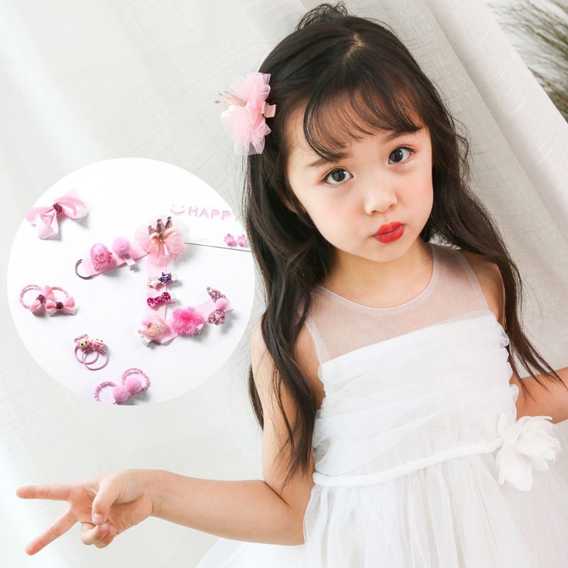 18 Pcs/Set dây cột tóc và kẹp đáng yêu và xinh xắn cho bé gái
