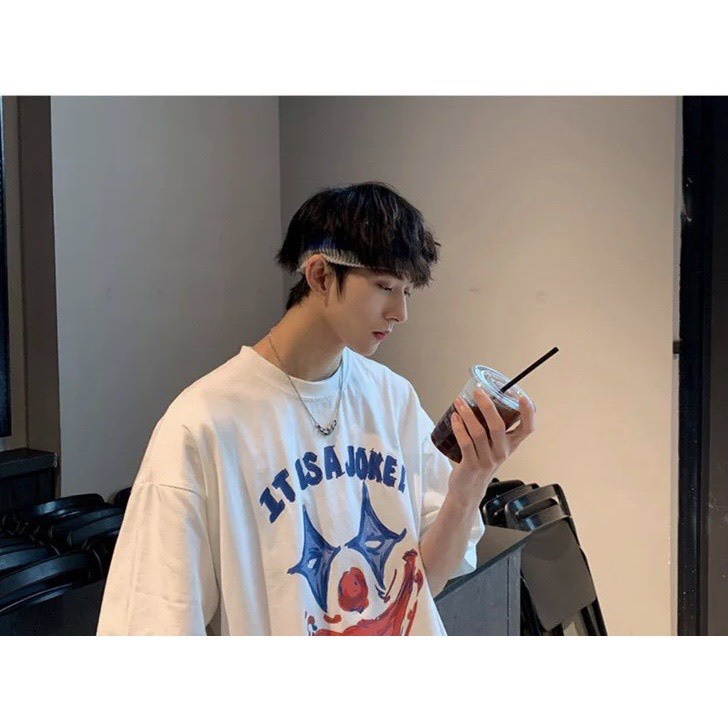 Áo thun tay lỡ,form rộng 2 màu in hình mặt quỷ trước ngực nam nữ mặc đều đẹp | BigBuy360 - bigbuy360.vn