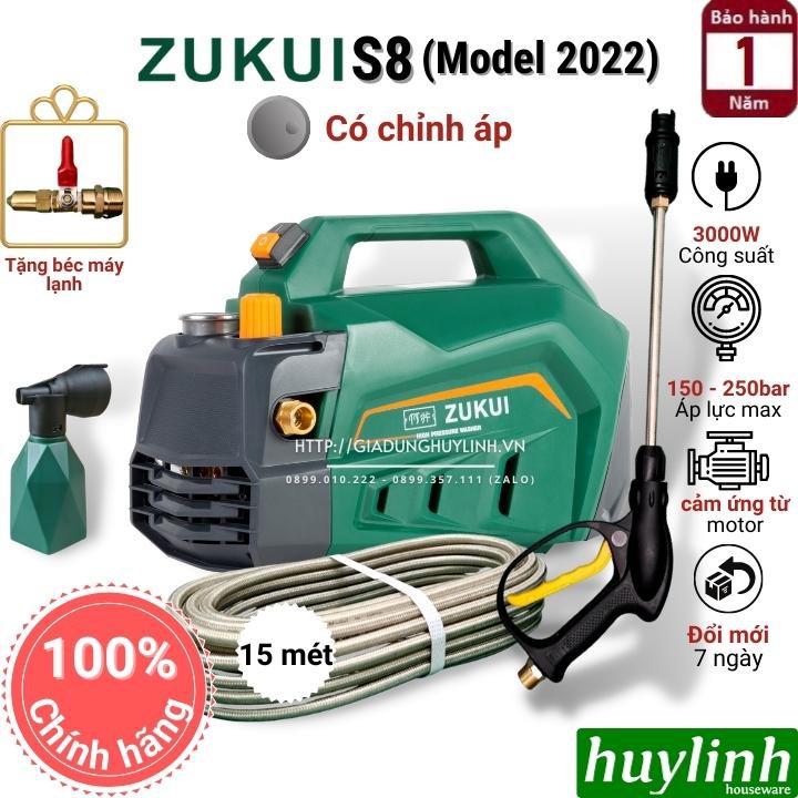 Máy xịt rửa xe chỉnh áp Zukui S8 - 3000W - Model 2022 - Tặng béc rửa máy lạnh, điều hoà