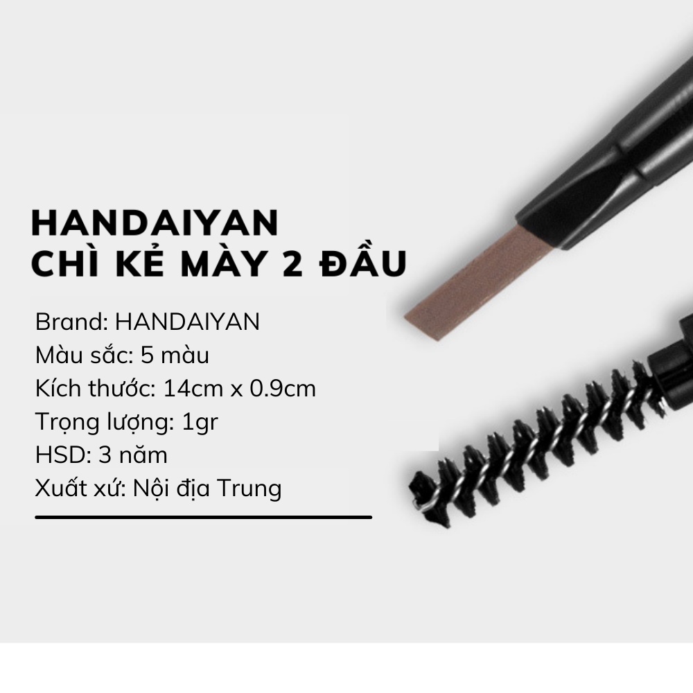 Chì Kẻ Mày Siêu Mảnh Hai Đầu HANDAIYAN 5 Màu Sắc Không Thấm Nước Lâu Trôi B1