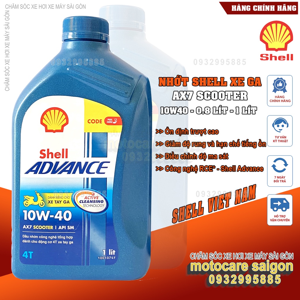 Nhớt tay ga 0.8L Shell Advance Scooter AX7 10W40