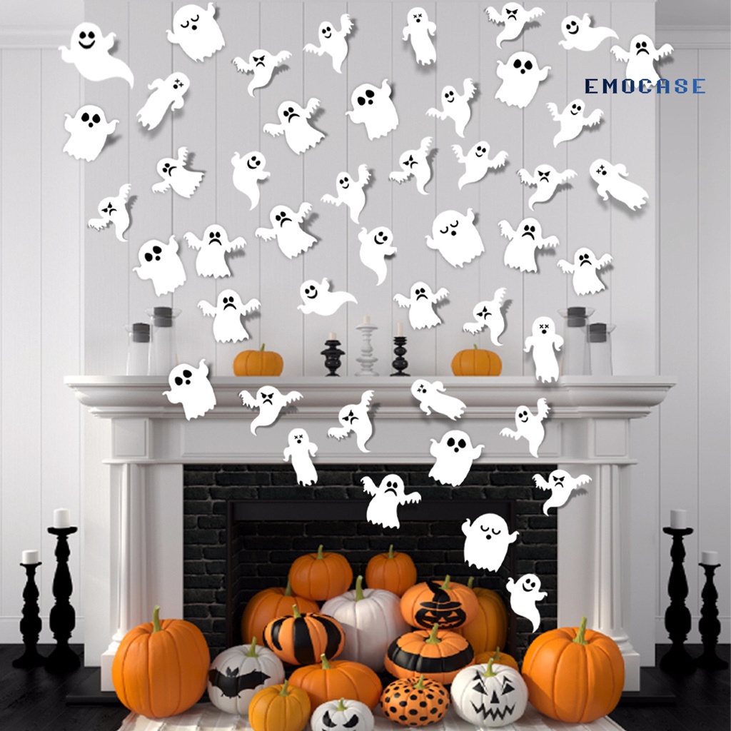 Bộ 21 Miếng Dán Tường Trang Trí Tự Dính Hình Ma Quỷ Halloween Có Thể Tháo Gỡ