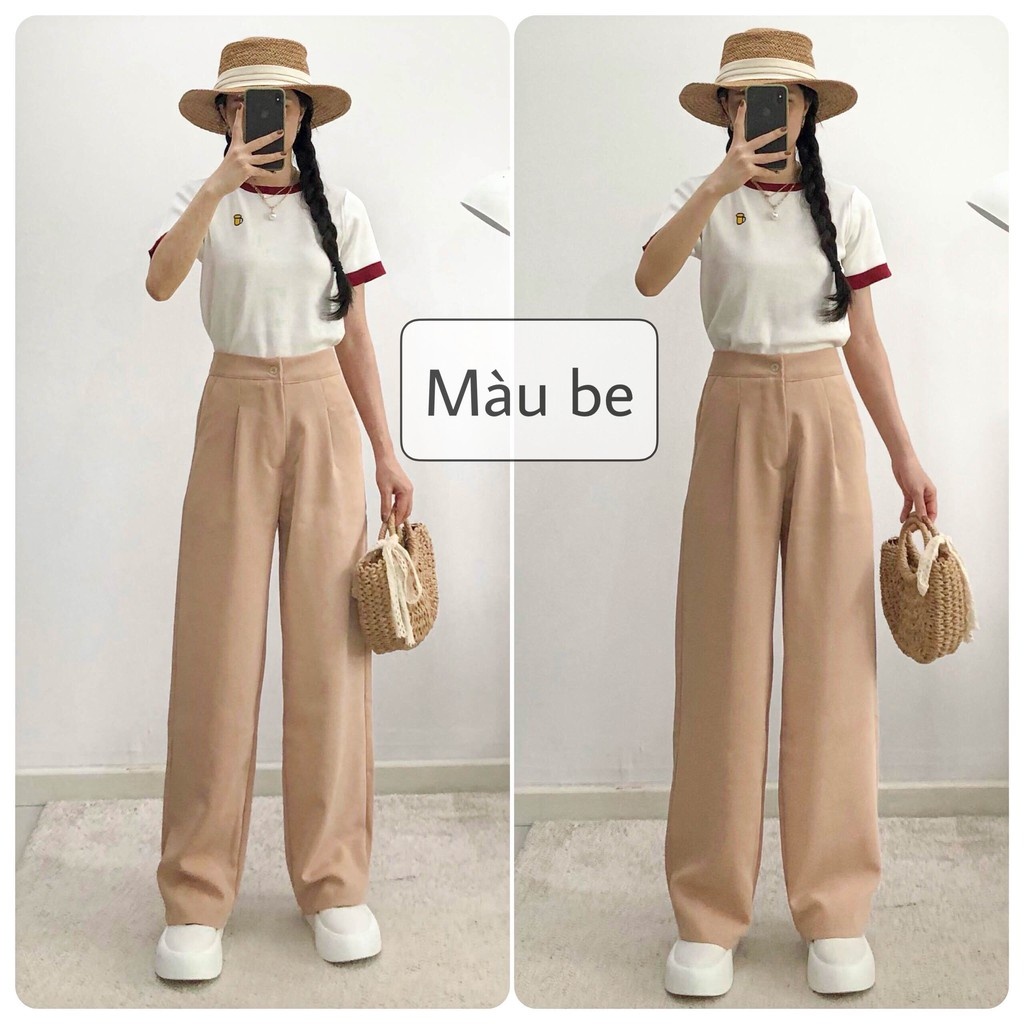 Quần culottes đũi dáng dài quần ống rộng siêu Hot