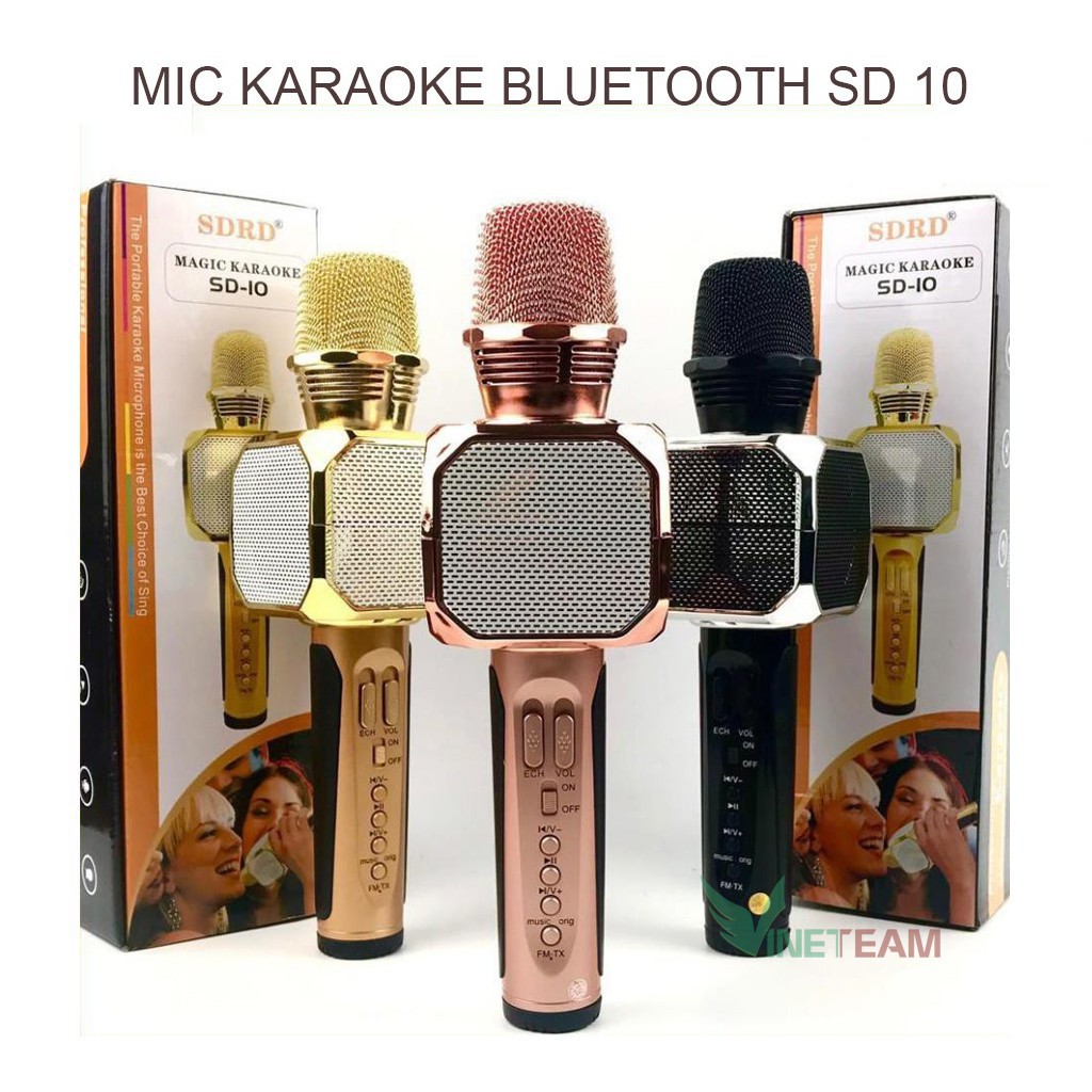 Micro karaoke bluetooth SD-10 Mic hát cầm tay loa không dây mini hát hay đa năng có ghi âm. micro hát trên xe hơi - mic