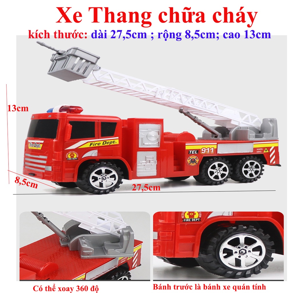 Mô hình xe đồ chơi xe cứu hỏa loại TO cho bé chất liệu nhựa an toàn, đẹp, bền, ô tô đồ chơi cho bé