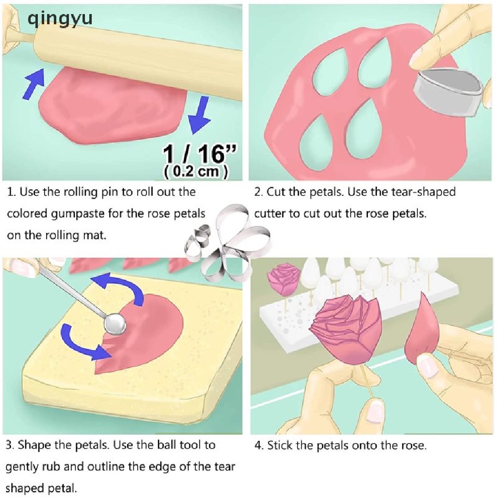 Set 7 khuôn cắt thạch/bánh tạo hình hoa trái tim bằng thép không gỉ dành cho nhà bếp