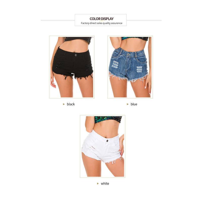 672#summer Quần short denim Lưng Cao Thiết Kế Xẻ Rách Thời Trang Quyến Rũ Cho Nữ