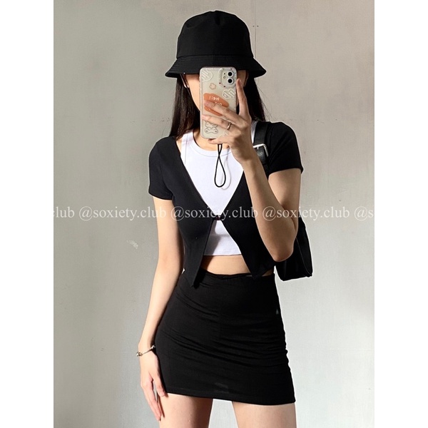 [HÌNH THẬT] Áo croptop cài nút hot hit phù hợp mùa hè A36
