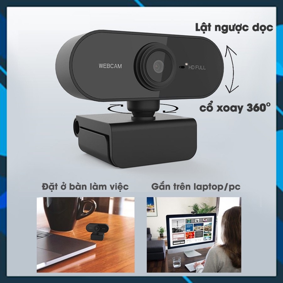 Webcam máy tính laptop livestream có Mic Full HD giá rẻ  chuyên dùng để học online, livestream, WC 1080p / 720p